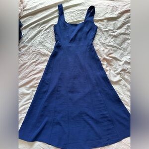 Joie Blue Sleeveless A-Line Midi Dress Structured Panel Fit Flare Minimalist